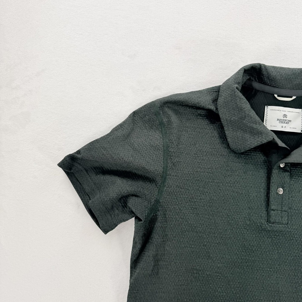Reigning Champ Polo Shirt Mens Small Green Textured Knit Performance Canada - Picture 7 of 16